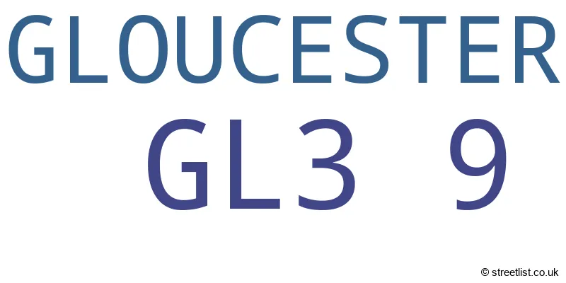 A word cloud for the GL3 9 postcode